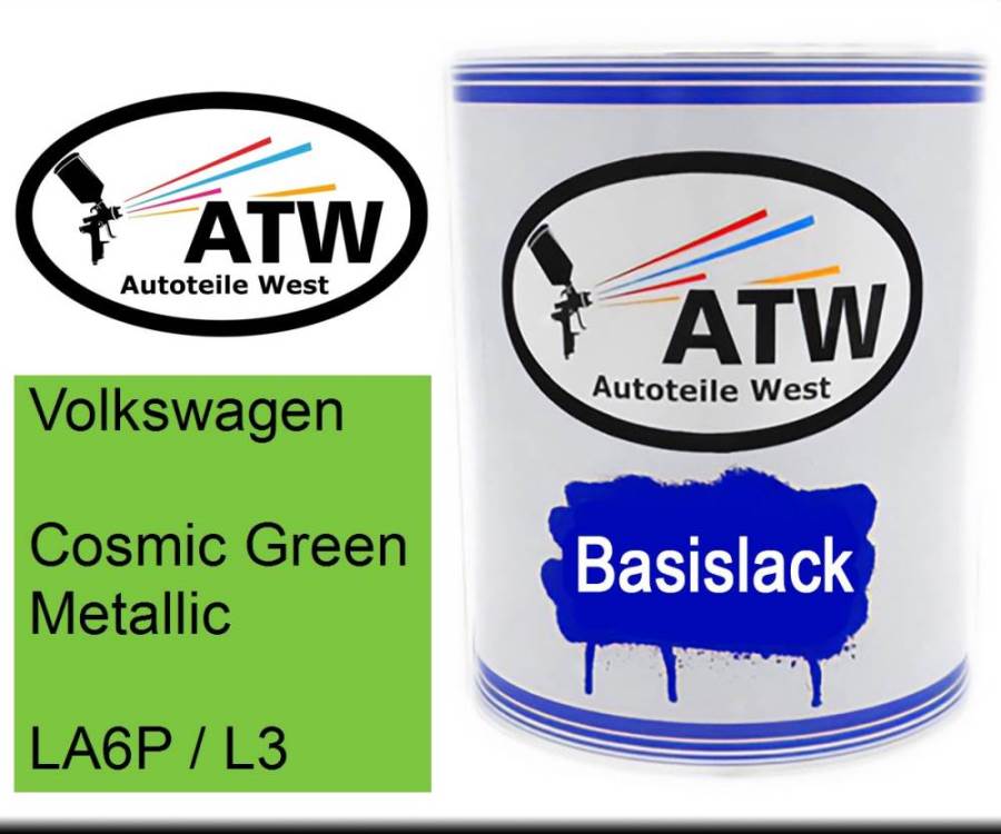 Volkswagen, Cosmic Green Metallic, LA6P / L3: 1L Lackdose, von ATW Autoteile West.
